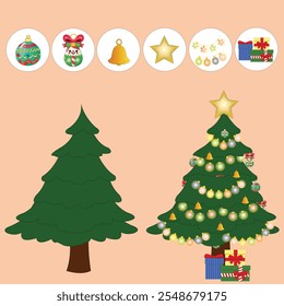Design vetorial de decoração de árvore de Natal