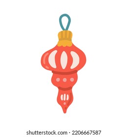 Christmas tree decoration, vector flat illustration on white background.