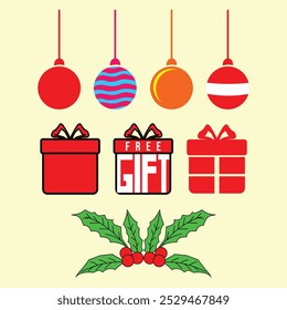 conjunto de vetor de decoração de árvore de natal
