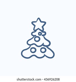 Christmas tree with decoration vector sketch icon isolated on background. Hand drawn Christmas tree with decoration icon. Christmas tree with decoration sketch icon for infographic, website or app.