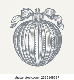 Christmas Tree Decoration. Vintage woodcut engraving style vector illustration.