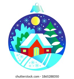 Christmas tree decoration with winter landscape