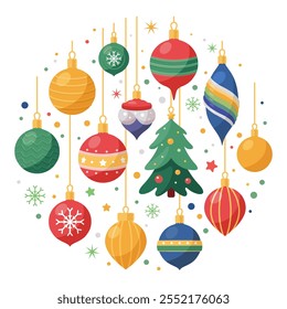 Christmas tree decorations. Christmas balls. Colored balls. Flat design on a white background. Vector illustration