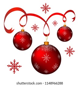 Christmas tree decorations.Red balls for decoration.Christmas and New Year.