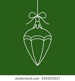 Decoración de árboles de Navidad, bellas bolas. Año Nuevo, Navidad, feriados, felicitaciones. Postal, afiche. Arte de línea.
