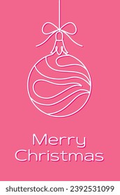 Christmas tree decorations, beautiful balls. New Year, Christmas, holidays, congratulations. Postcard, poster. Line art.