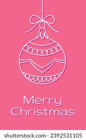 Christmas tree decorations, beautiful balls. New Year, Christmas, holidays, congratulations. Postcard, poster. Line art.