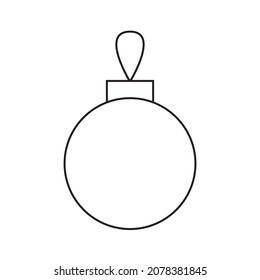 Christmas tree decorations Bulb Vector. Black and white. White background. Line drawing.