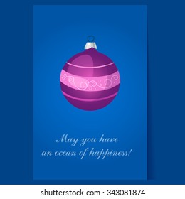 Christmas Tree Decorations card. Bright Vector Illustration