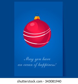 Tarjeta de decoración de árbol de Navidad. Ilustración del vector brillante