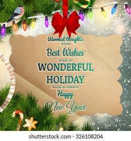 Christmas tree decorations card. EPS 10 vector file included