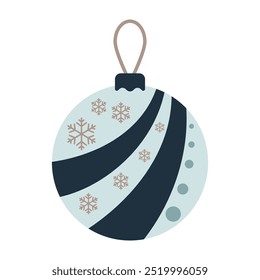 Christmas tree decorations, cartoon xmas holiday toys. Winter holidays cute tree elements, balls and toys. New Year decorations