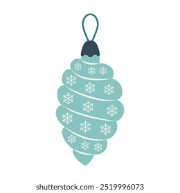 Christmas tree decorations, cartoon xmas holiday toys. Winter holidays cute tree elements, balls and toys. New Year decorations