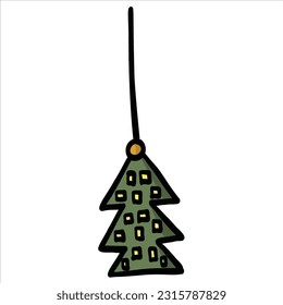 Christmas tree with decorations flat icon