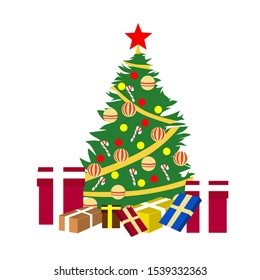 Christmas tree decorations and Christmas gifts