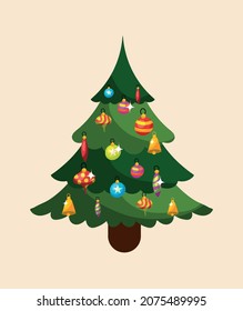 Christmas tree with decorations  illustration