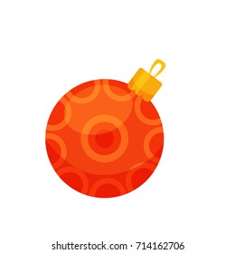 Christmas tree decorations illustration.  Isolated on white background vector cartoon flat elements of  balls, star. Merry Christmas and a happy New Year design