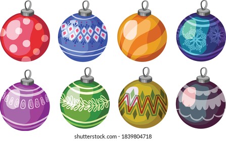 Decoraciones de árboles de Navidad aisladas. Bolas.