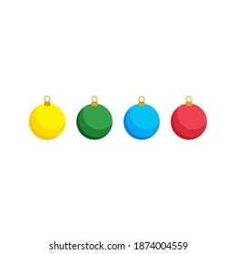 Christmas tree decorations isolated on white background vector illustration set. Winter Holidays and Celebrations concept.