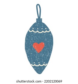 Christmas tree decorations isolated on white background. Flat vector illustration with hand drawn texture