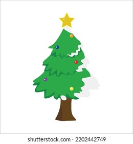 christmas tree with decorations,  isolated on white background, template for design, greeting card, invitation.