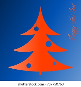 Christmas tree with decorations. Layered paper style collage. Vector illustration by paper art and craft style. Applicable for New Year cards, posters, prints, brochures and placards.