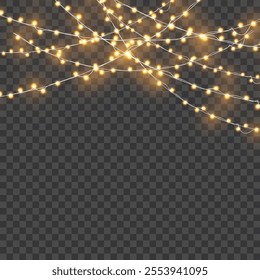 Christmas Tree Decorations with Lights, Gifts, Ornaments, and Winter Joy Vector illustration