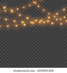 Christmas Tree Decorations with Lights, Gifts, Ornaments, and Winter Joy Vector illustration