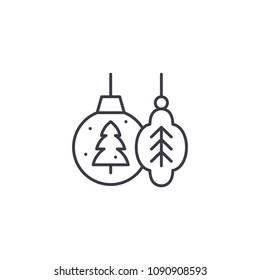 Christmas tree decorations linear icon concept. Christmas tree decorations line vector sign, symbol, illustration.