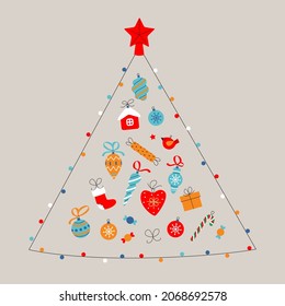 Christmas tree and decorations for the new year.