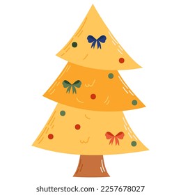 Árbol de Navidad con decoraciones. Concepto de celebración de Navidad y Año Nuevo. Es bueno para tarjetas de felicitación, invitación, banner, diseño web.