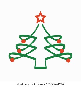 Christmas tree with decorations on a white background vector illustration