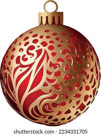 Christmas tree decorations, red and gold collection. Vector illustration