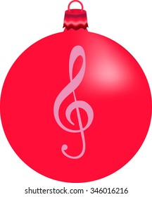 Christmas tree decorations red, treble clef vector