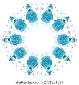 Christmas tree decorations. Round frame. Template for your creativity
