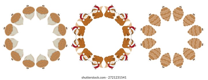Decoraciones del árbol de Navidad. Marco redondo. Plantilla para tu creatividad