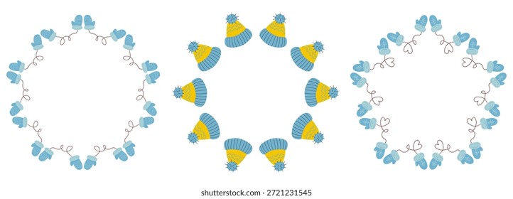 Christmas tree decorations. Round frame. Template for your creativity