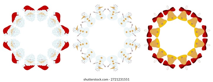 Christmas tree decorations. Round frame. Template for your creativity