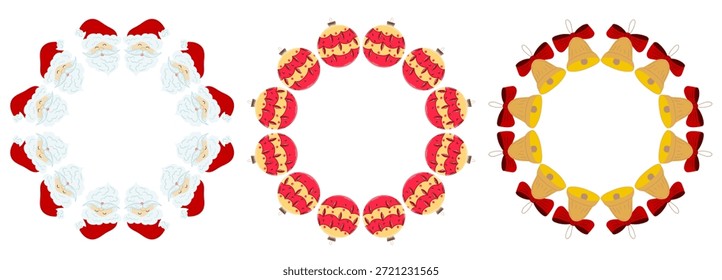 Christmas tree decorations. Round frame. Template for your creativity