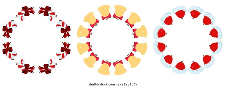 Christmas tree decorations. Round frame. Template for your creativity