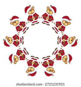 Christmas tree decorations. Round frame. Template for your creativity