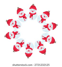 Christmas tree decorations. Round frame. Template for your creativity