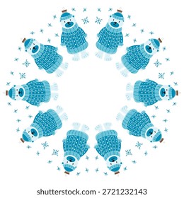 Christmas tree decorations. Round frame. Template for your creativity