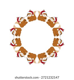 Christmas tree decorations. Round frame. Template for your creativity