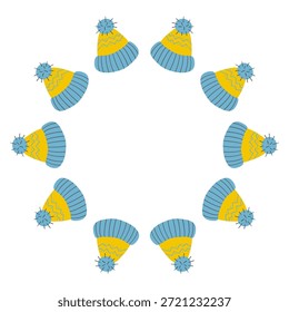 Christmas tree decorations. Round frame. Template for your creativity
