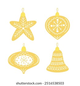 Christmas tree decorations set vector. Vector illustration isolated on white background. 