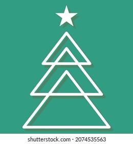 Christmas tree with decorations star flat icon for apps and websites. Vector happy new year party decorations