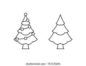 Christmas tree with decorations & star icon for apps and websites