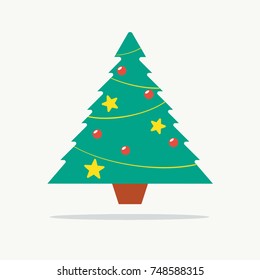 Christmas tree decorations with stars and ball. flat icon Vector illustration.