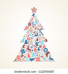 Christmas tree with decorations. Vector.